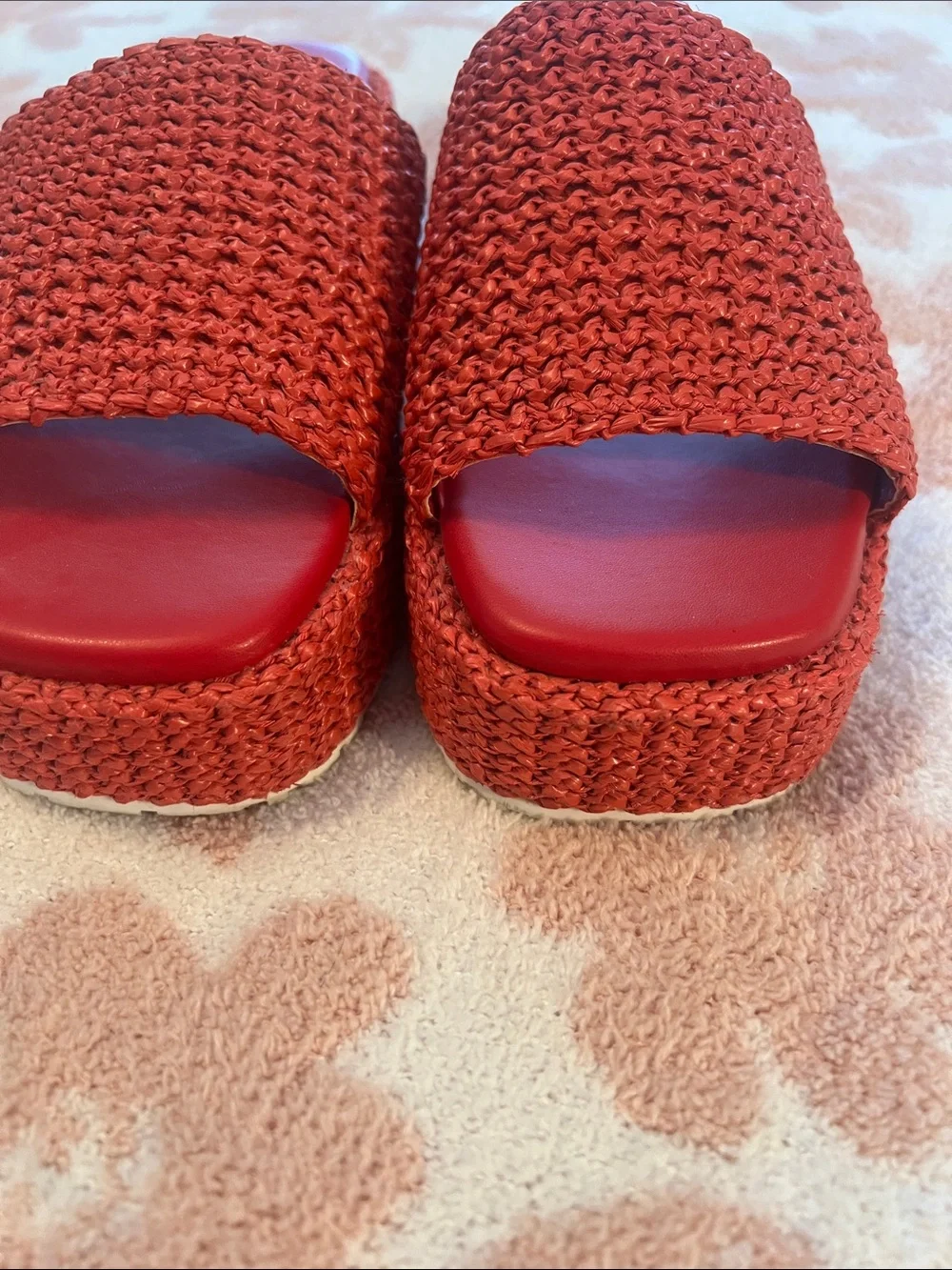 Marc Fisher Red Woven Slide Mules - Picture 3 of 4